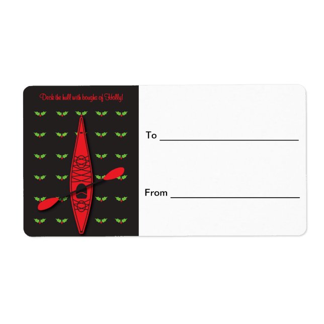 Kayak "Deck the Hull" Weihnachtslabel (Vorne)
