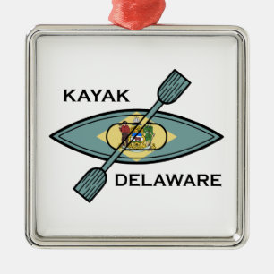 Kayak Delaware Flag Ornament Aus Metall