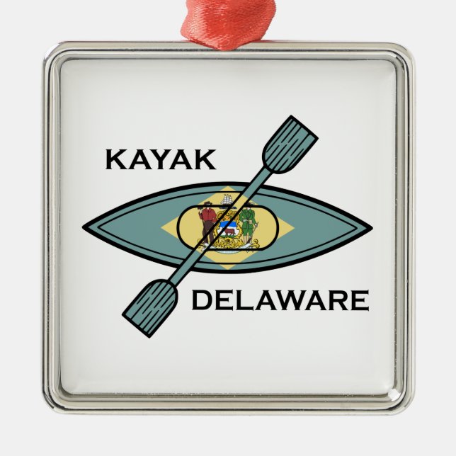 Kayak Delaware Flag Ornament Aus Metall (Vorne)