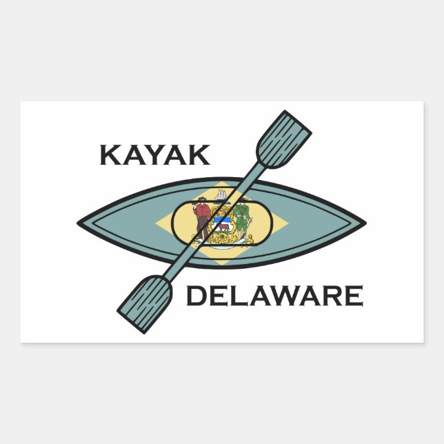 Kayak Delaware Flag Rechteckiger Aufkleber (Vorderseite)