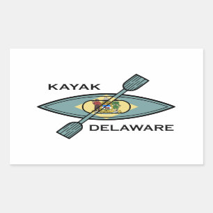 Kayak Delaware Flag Rechteckiger Aufkleber