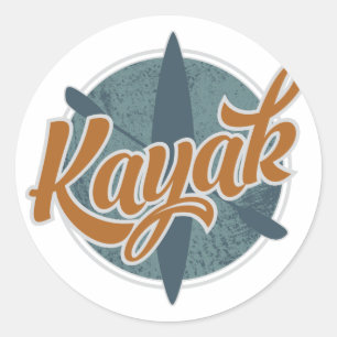 Kayak-Emblem Runder Aufkleber