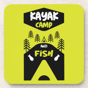 Kayak Fisch und Camp Angelgeschenke magische Mu Getränkeuntersetzer