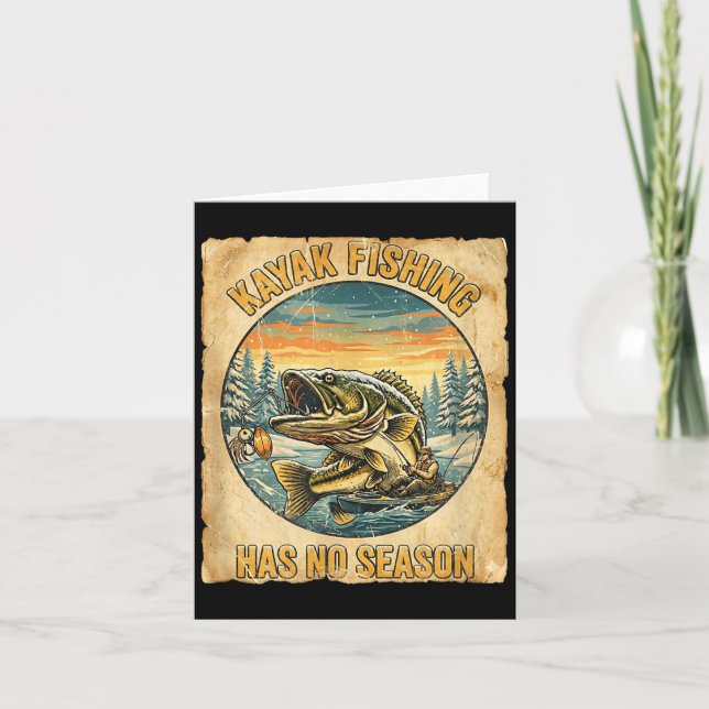 Kayak Fishing Has No Season Funny Winter Fishing  Karte (Vorderseite)