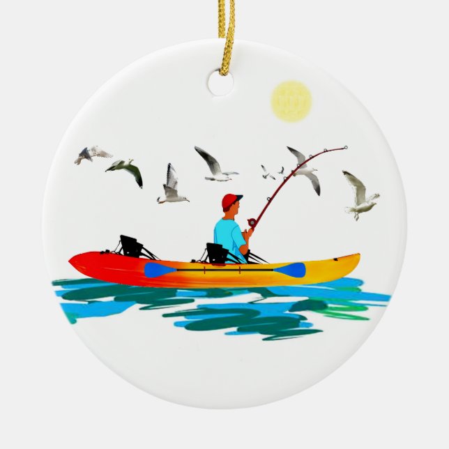 Kayak Fishing Keramik Ornament (Vorne)