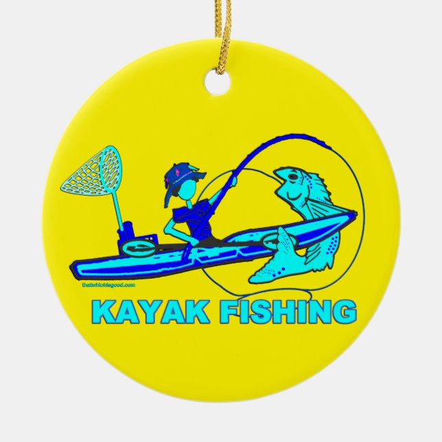 Kayak Fishing Royal Blue Aqua Keramik Ornament (Vorne)