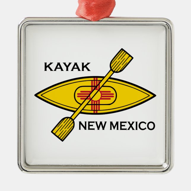 Kayak Flag New Mexico Ornament Aus Metall (Vorne)