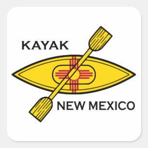 Kayak Flag New Mexico Quadratischer Aufkleber