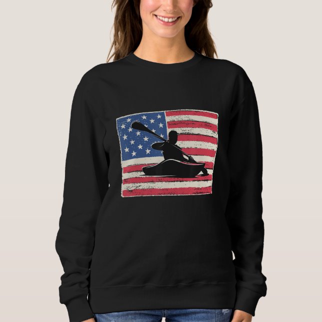 Kayak for men gift kayaking american flag patrioti sweatshirt (Vorderseite)