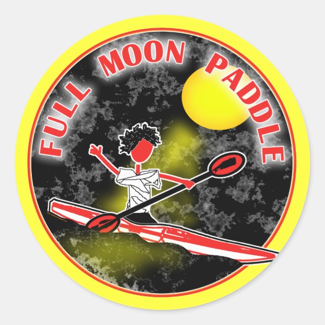 Kayak Full Moon Paddle Runder Aufkleber (Vorderseite)