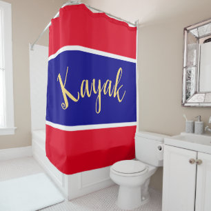 KAYAK Fun Patriotic Bright Red White Blue Streifen Duschvorhang