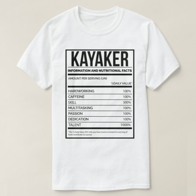Kayak Funny Kayaking Nutrition Label_818 T-Shirt (Design vorne)