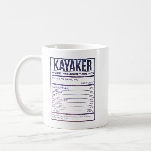 Kayak Funny Kayaking Nutrition Label Kaffeetasse (Links)