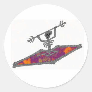 Kayak Gravity Bones Runder Aufkleber