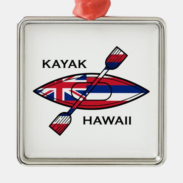 Kayak Hawaii Flag Ornament Aus Metall (Vorne)