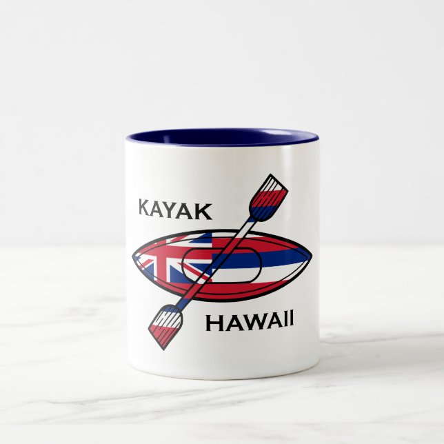 Kayak Hawaii Flag Zweifarbige Tasse (Mittel)