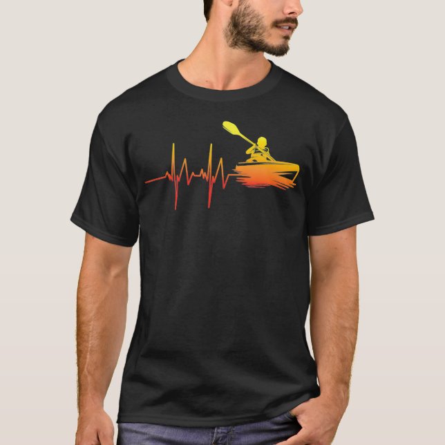 Kayak Heartbeat Paddle Boating Lover Geschenkidee T-Shirt (Vorderseite)