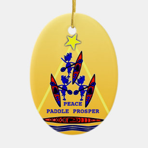 Kayak Holiday Paddle ~ Peace Paddle Prosper Cerami Keramik Ornament
