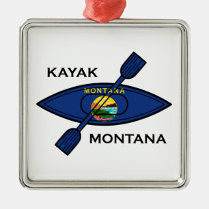 Kayak Montana Flag Ornament Aus Metall