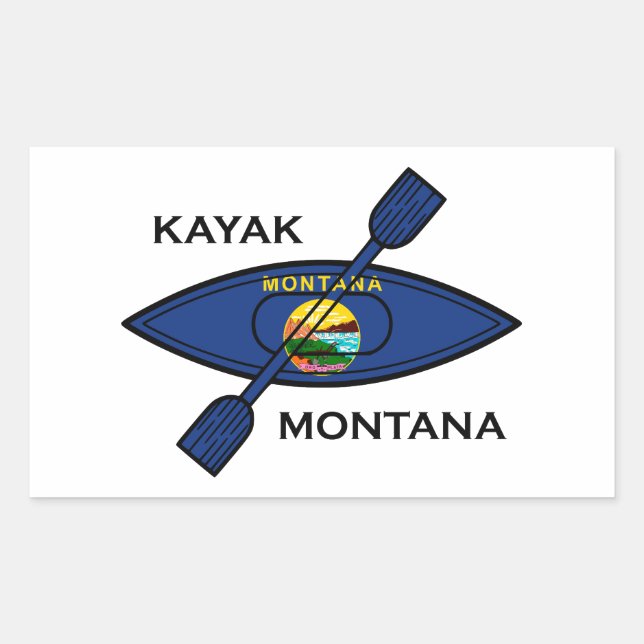 Kayak Montana Flag Rechteckiger Aufkleber (Vorderseite)