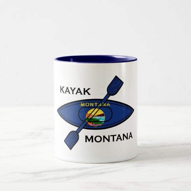 Kayak Montana Flag Zweifarbige Tasse (Mittel)