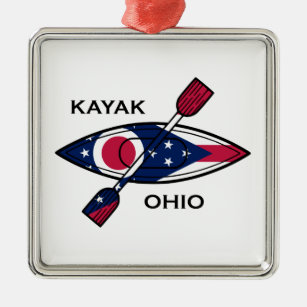 Kayak Ohio Flag Ornament Aus Metall