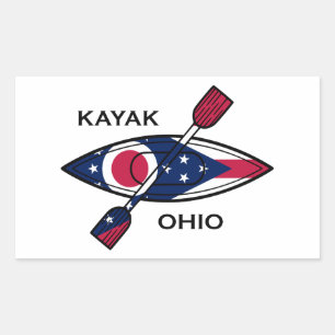 Kayak Ohio Flag Rechteckiger Aufkleber