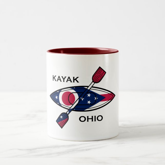 Kayak Ohio Flag Zweifarbige Tasse (Mittel)