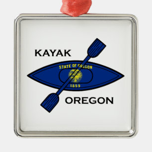 Kayak Oregon Flag Ornament Aus Metall