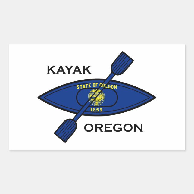 Kayak Oregon Flag Rechteckiger Aufkleber (Vorderseite)