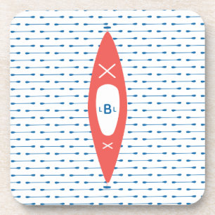Kayak Personalisiert Monogram Blue Coral Getränkeuntersetzer