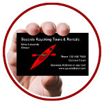Kayak Rental Water Sports Business Card Design Visitenkarte<br><div class="desc">Wassersport Thema Kajak Verleih Visitenkarte Design Vorlage mit einem Kajak im Hintergrund und einfache Layout bereit,  online anpassen. Entworfen für ein Öko Tourismus-Geschäft,  Kajaktouren und Verleih von Dienstleistungen,  oder Wassersportausrüstung Quelle.</div>