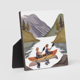 Kayak Ride am See Bergwelt Wasserfarbe Fotoplatte