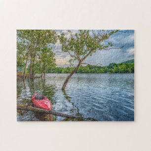 Kayak schwimmend auf Tafelfelsen Lake Jigsaw Puzzl Puzzle