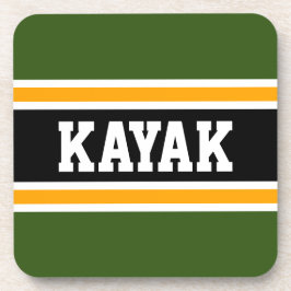 KAYAK Sporty Bold 70er Green Yellow Black Stripes Getränkeuntersetzer