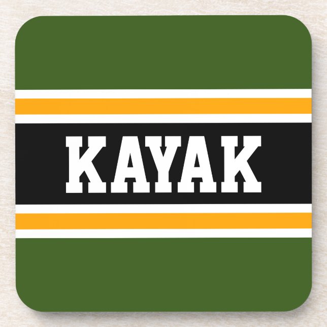 KAYAK Sporty Bold 70er Green Yellow Black Stripes Getränkeuntersetzer (Vorderseite)