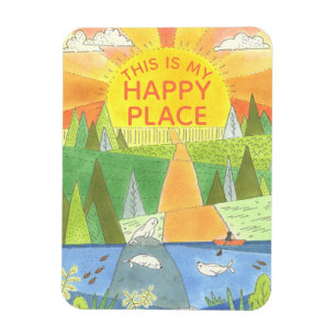 Kayak Sunrise mit Siegel Happy Place  Magnet