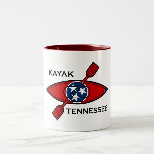 Kayak Tennessee Flag Zweifarbige Tasse (Mittel)
