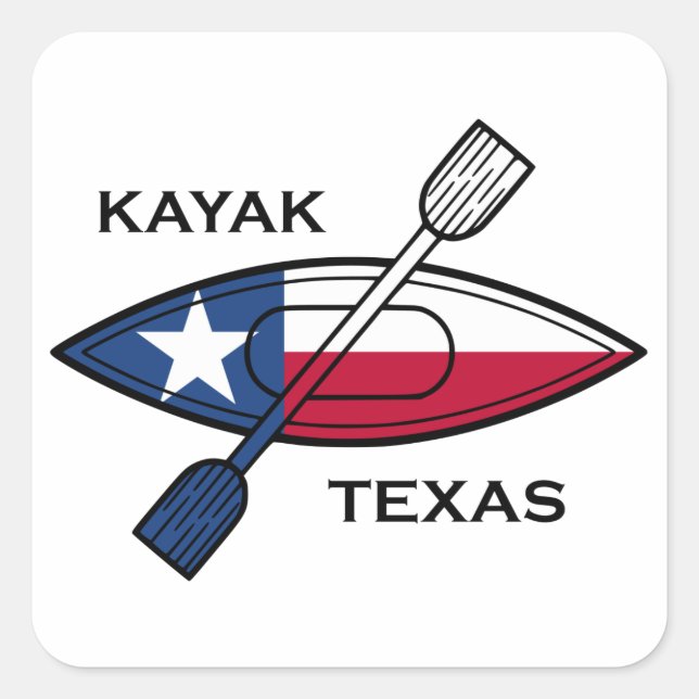 Kayak Texas Flag Quadratischer Aufkleber (Vorderseite)