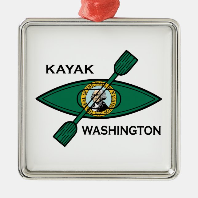 Kayak Washington Staatsflagge Ornament Aus Metall (Vorne)