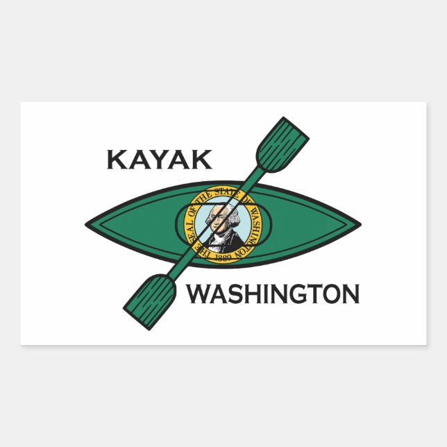 Kayak Washington Staatsflagge Rechteckiger Aufkleber (Vorderseite)