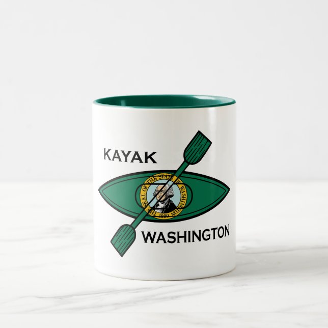 Kayak Washington Staatsflagge Zweifarbige Tasse (Mittel)