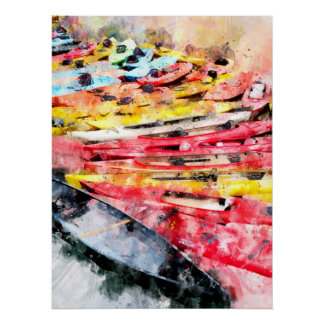 Kayak Wasserfarbe Poster