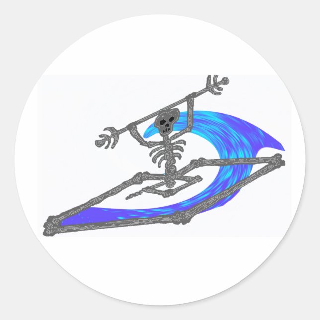 Kayak Wavey Bones Runder Aufkleber (Vorderseite)