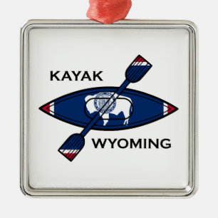 Kayak Wyoming Flag Ornament Aus Metall