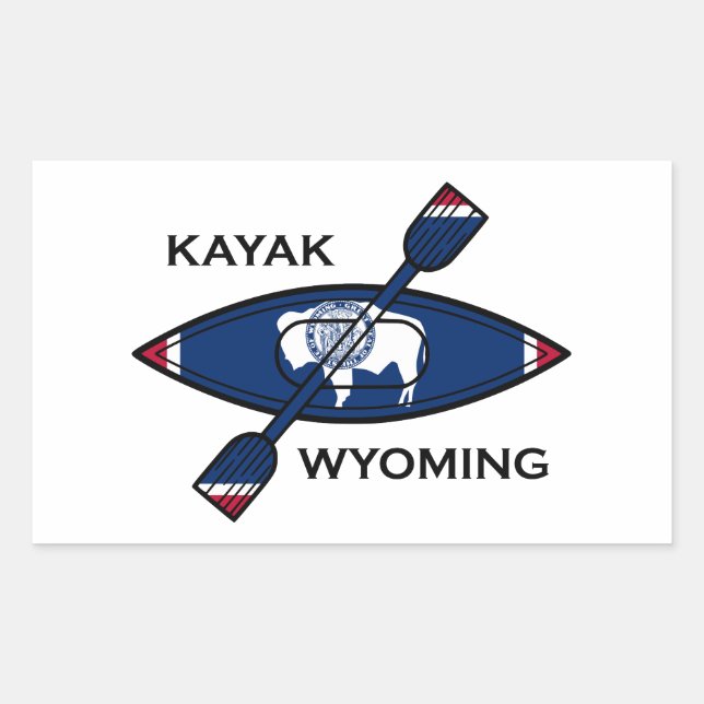 Kayak Wyoming Flag Rechteckiger Aufkleber (Vorderseite)