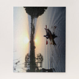 Kayaker on Serene Lake Waters Sunrise Landscape Puzzle