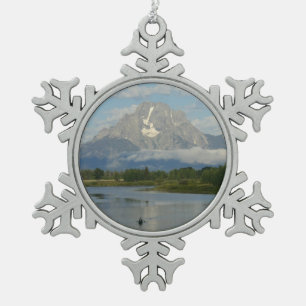 Kayakfahren im Grand-Teton-Nationalpark Schneeflocken Zinn-Ornament