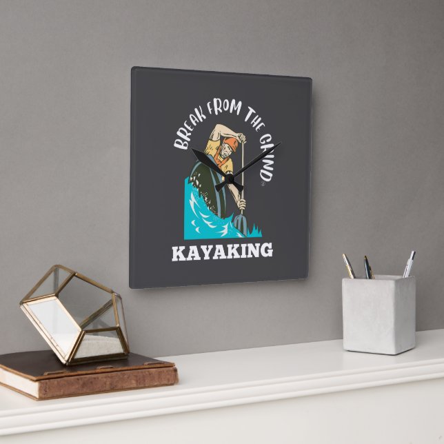 Kayaking BFTG (Weiße Uhr) Quadratische Wanduhr (Büro)