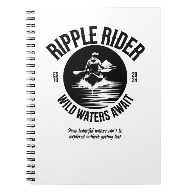 Kayaking Black and White Notebook Notizblock (Vorderseite)